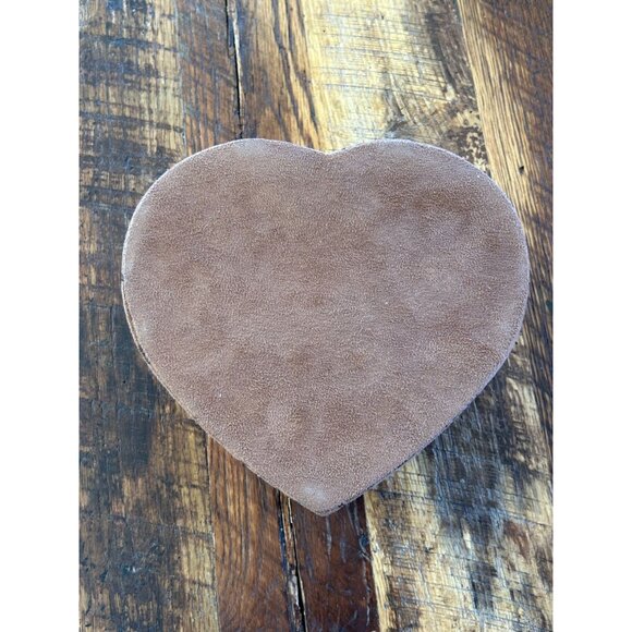 Brighton Brown Suede Heart Shaped Jewelry Box With Swirl Pattern & Metal Accent - Picture 7 of 11
